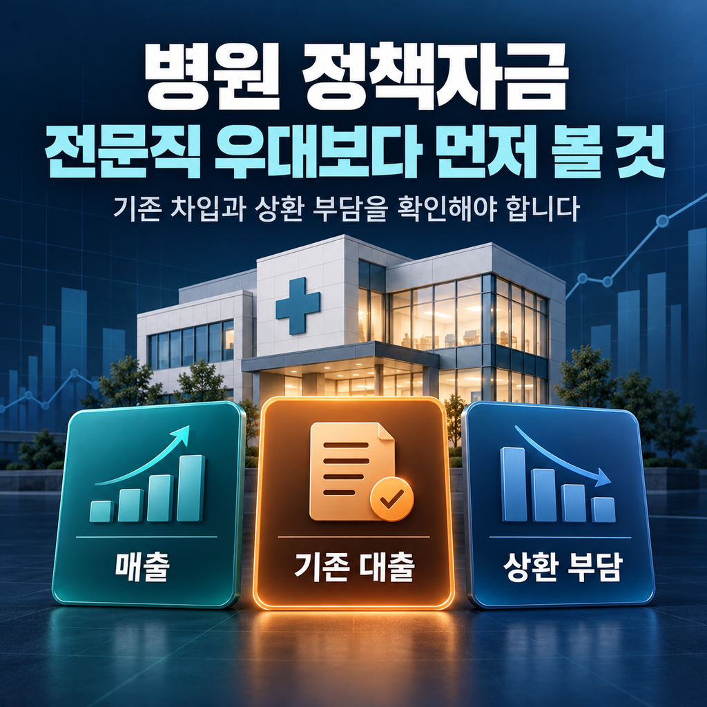 병원 정책자금 신청 전 기존 대출과 상환 부담을 검토하는 사례